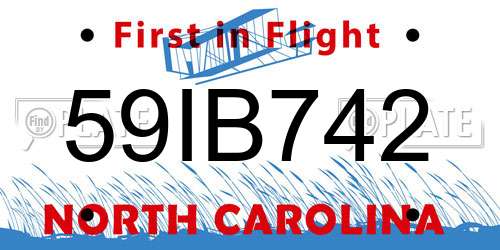 59IB742 North Carolina License Plate