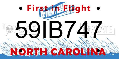 59IB747 North Carolina License Plate