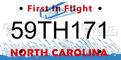 59TH171 North Carolina License Plate