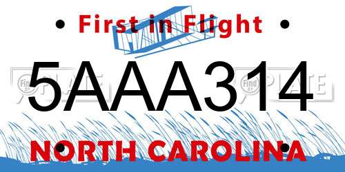 5AAA314 North Carolina License Plate