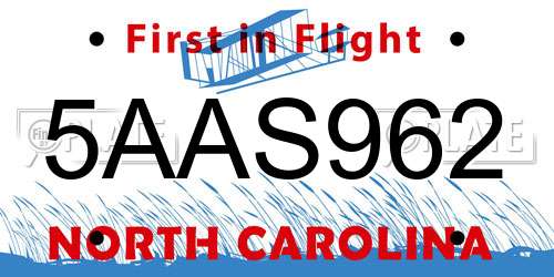 5AAS962 North Carolina License Plate