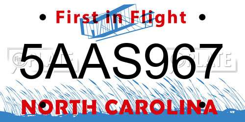 5AAS967 North Carolina License Plate
