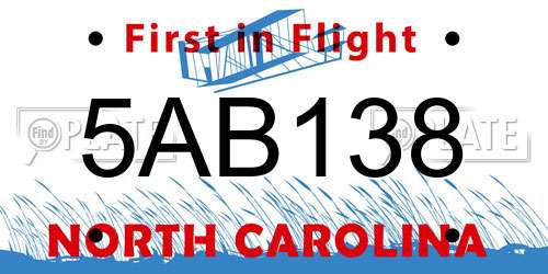 5AB138 North Carolina License Plate