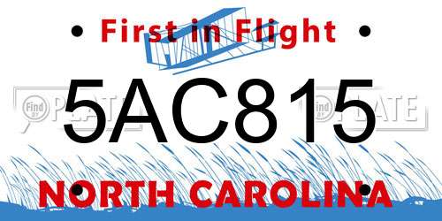 5AC815 North Carolina License Plate