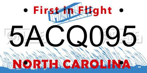5ACQ095 North Carolina License Plate