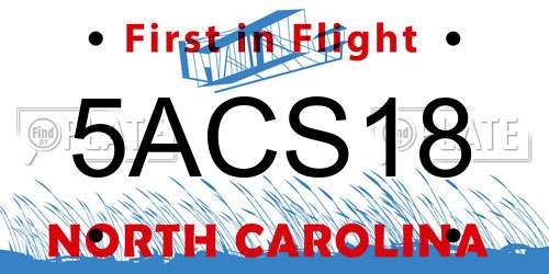 5ACS18 North Carolina License Plate