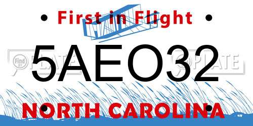 5AEO32 North Carolina License Plate