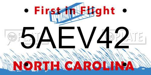 5AEV42 North Carolina License Plate