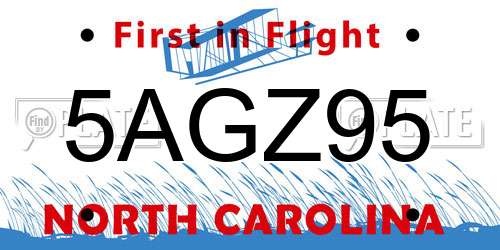 5AGZ95 North Carolina License Plate