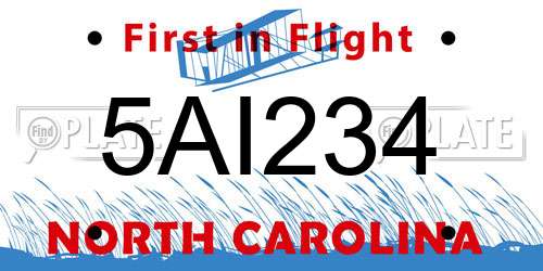 5AI234 North Carolina License Plate