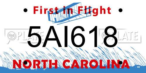 5AI618 North Carolina License Plate