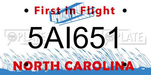 5AI651 North Carolina License Plate