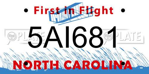 5AI681 North Carolina License Plate