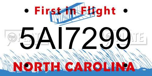 5AI7299 North Carolina License Plate