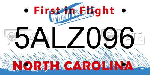 5ALZ096 North Carolina License Plate