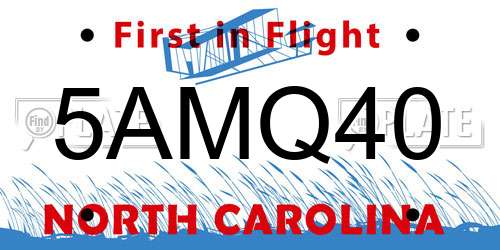 5AMQ40 North Carolina License Plate