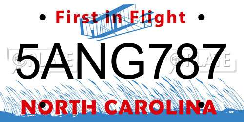 5ANG787 North Carolina License Plate
