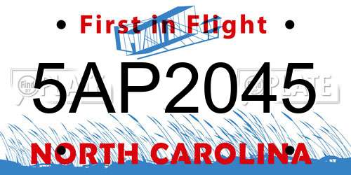 5AP2045 North Carolina License Plate
