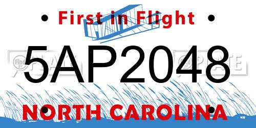 5AP2048 North Carolina License Plate