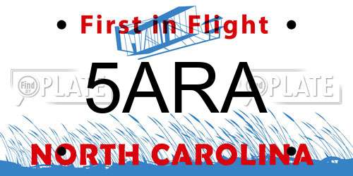 5ARA North Carolina License Plate