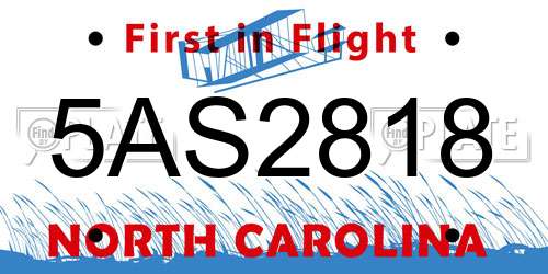 5AS2818 North Carolina License Plate