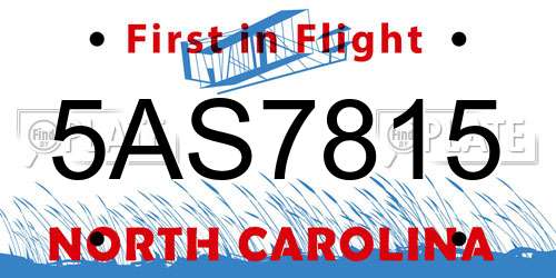 5AS7815 North Carolina License Plate