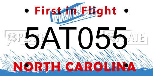 5AT055 North Carolina License Plate