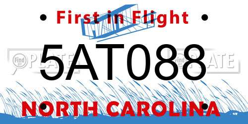 5AT088 North Carolina License Plate