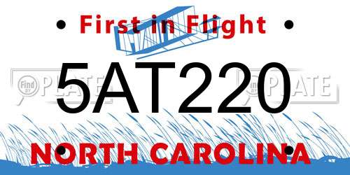5AT220 North Carolina License Plate