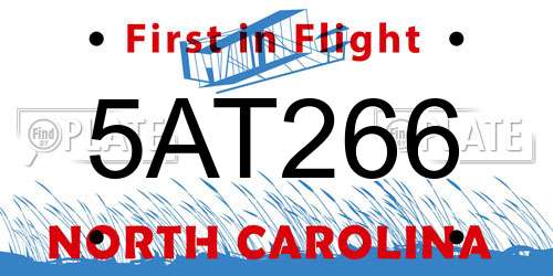 5AT266 North Carolina License Plate