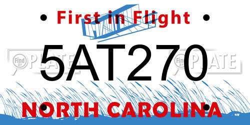 5AT270 North Carolina License Plate