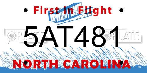 5AT481 North Carolina License Plate
