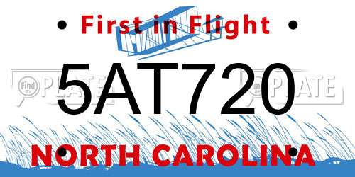 5AT720 North Carolina License Plate