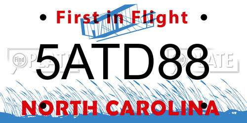 5ATD88 North Carolina License Plate