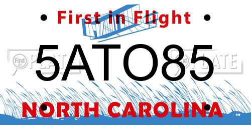 5ATO85 North Carolina License Plate