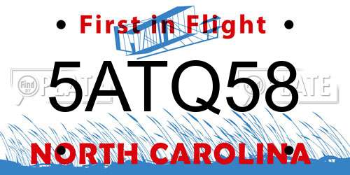 5ATQ58 North Carolina License Plate