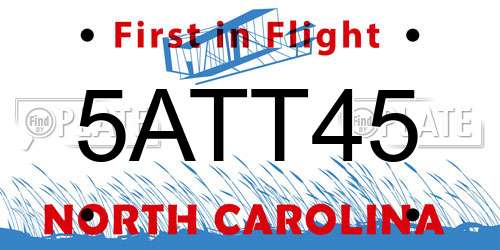 5ATT45 North Carolina License Plate