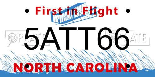 5ATT66 North Carolina License Plate