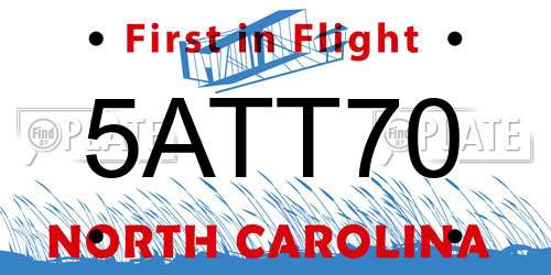 5ATT70 North Carolina License Plate