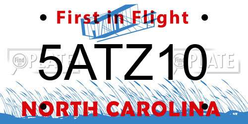 5ATZ10 North Carolina License Plate