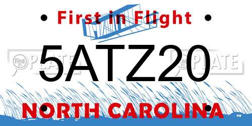 5ATZ20 North Carolina License Plate