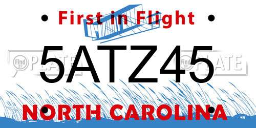 5ATZ45 North Carolina License Plate