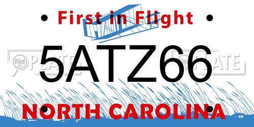 5ATZ66 North Carolina License Plate
