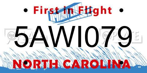 5AWI079 North Carolina License Plate