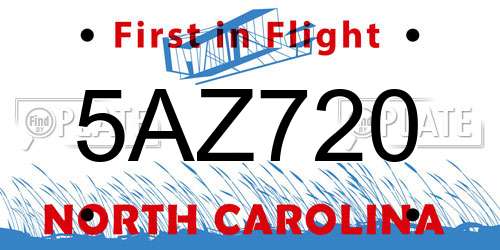 5AZ720 North Carolina License Plate