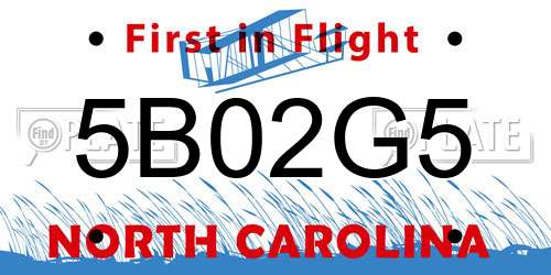 5B02G5 North Carolina License Plate