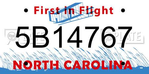 5B14767 North Carolina License Plate