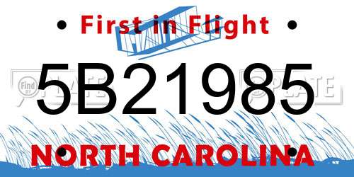 5B21985 North Carolina License Plate