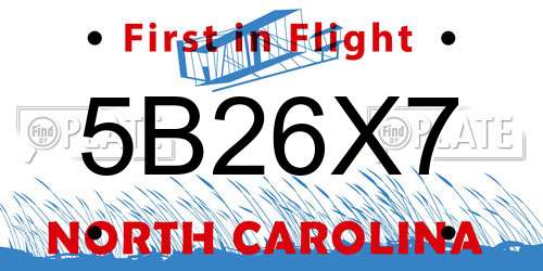 5B26X7 North Carolina License Plate