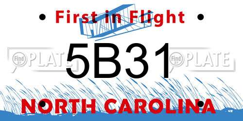 5B31 North Carolina License Plate